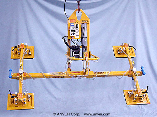 ANVER Four Pad Electric Lifter with Powered Tilt and Custom Foam Pads for Lifting & Handling Stone Slabs 12 ft x 6 ft (3.7 m x 1.8 m) up to 1500 lb (680 kg)
